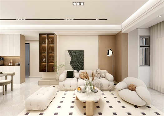 中?！ぞ砰?135平米現(xiàn)代奶油風(fēng)效果圖