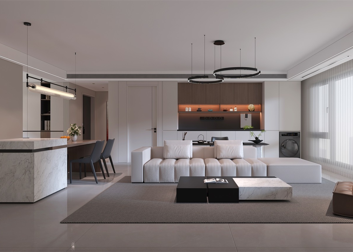 中恒央御143㎡ | 大橫廳+客餐一體+開(kāi)放書房，他家這通透感絕了！